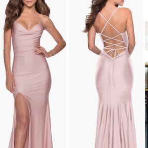 La Femme Jersey Column Gown